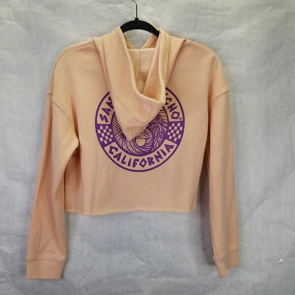 San Franpsycho Yin-Yang Crop Hoodie Women's Small Sweatshirt Blush Pink Purple - Picture 10 of 16